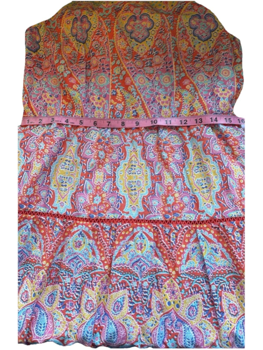 Talbots Dress 10 Tiered Flowy Maxi Medallion Peasant Boho Beach Resort Travel - Picture 11 of 12